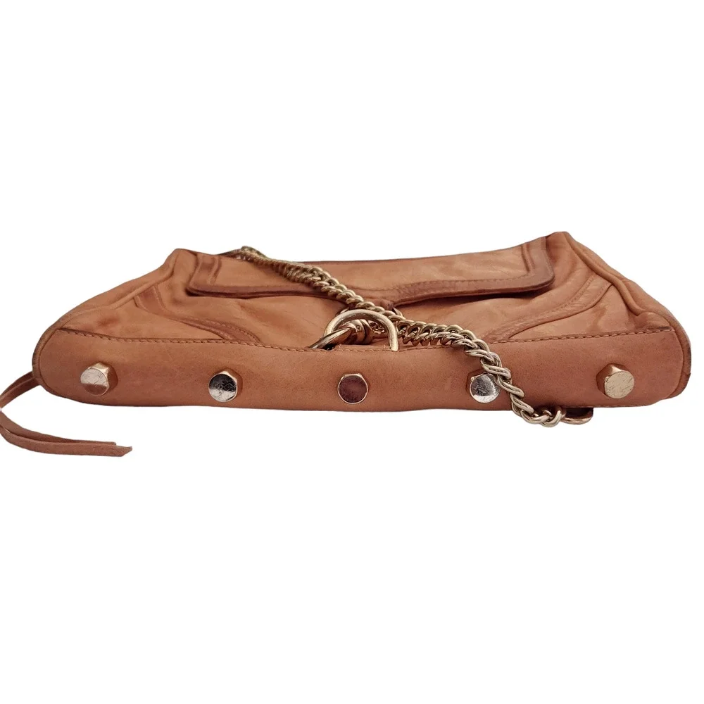 REBECCA MINKOFF MAC Bombe leather crossbody chain shoulder bag tan classic purse